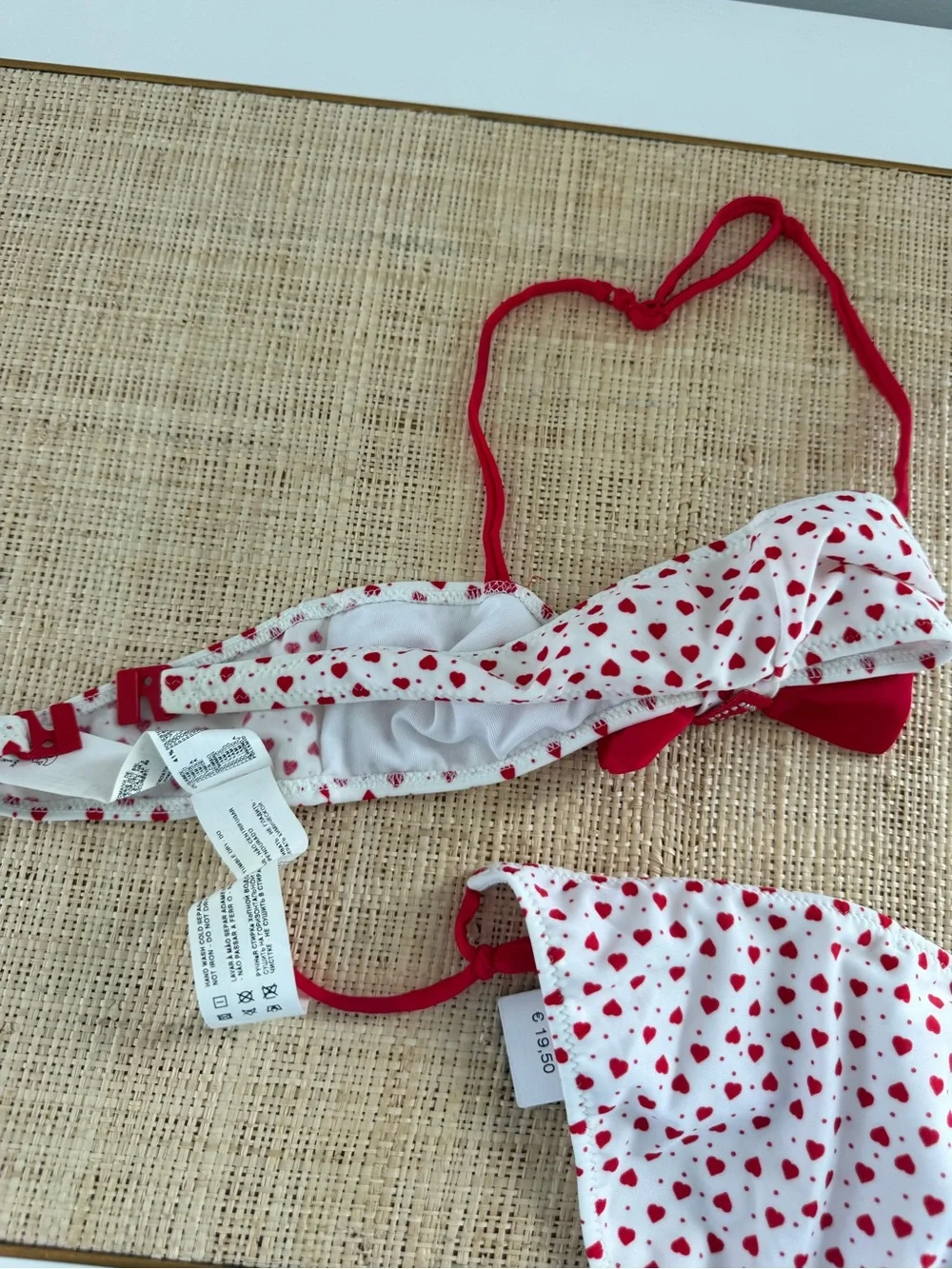 Kids White & Red Heart Print Bikini